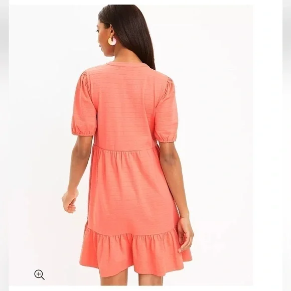 LOFT Puff Sleeve Flounce Swing Dress size L - Picture 3 of 16